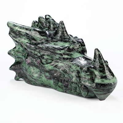 5.9" Ruby Zoisite Hand Carved Crystal Dragon Head Skull Sculpture, Crystal Healing