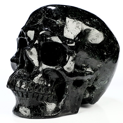 4.5" Seraphinite Hand Carved Crystal Skull, Super Realistic, Crystal Healing