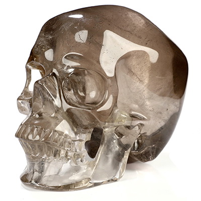 4.5" Smoky Quartz Rock Crystal Hand Carved Crystal Skull, Super Realistic, Crystal Healing