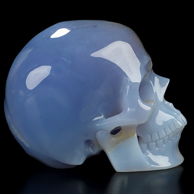 3.5" Blue Chalcedony Hand Carved Crystal Skull, Super Realistic, Crystal Healing