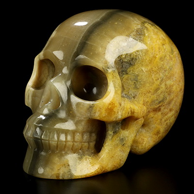 Gemstone 3.8" Bumble Bee Jasper Hand Carved Crystal Skull, Realistic, Crystal Healing