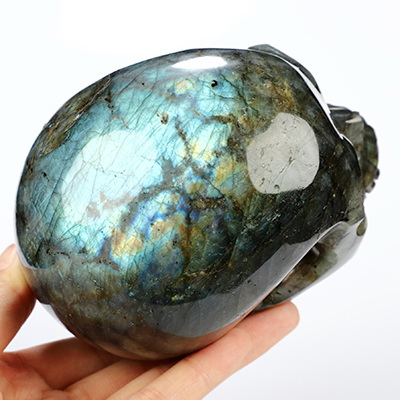 5.0" Labradorite Hand Carved Crystal Skull, Realistic, Crystal Healing