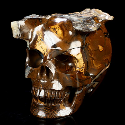 4.0" Matrix Opal Hand Carved Crystal Skull Fine Art Sculpture, Crystal Healing