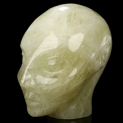 Gemstone 5.9" Citrine Hand Carved Fairy Elf Alien Crystal Skull Companion Sculpture, Crystal Healing