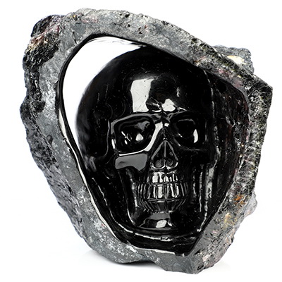 4.5" Bohemia Garnet Hand Carved Crystal Skull Fine Art Sculpture, Crystal Healing
