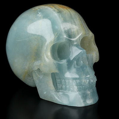 2.0" Blue Onyx Hand Carved Crystal Skull, Realistic, Crystal Healing