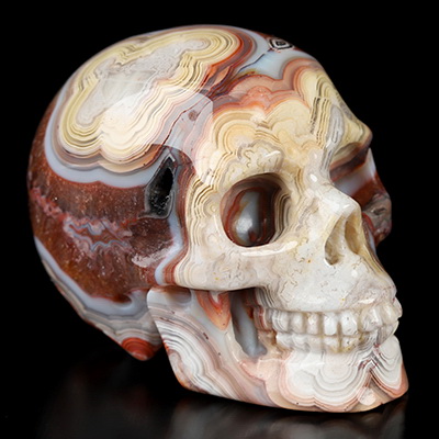 Gemstone 2.0" Red Crazy Lace Agate Hand Carved Crystal Skull, Realistic, Crystal Healing