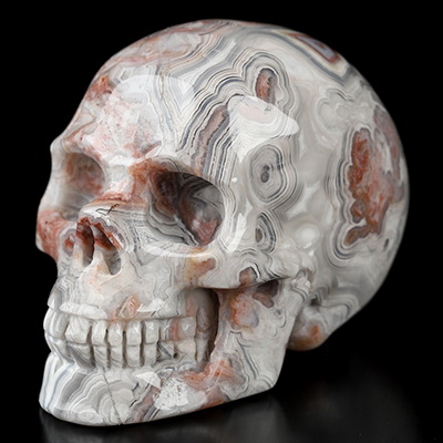 Gemstone 2.0" Red Crazy Lace Agate Hand Carved Crystal Skull, Realistic, Crystal Healing