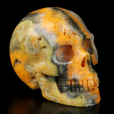 Gemstone 2.0" Bumble Bee Jasper Hand Carved Crystal Skull, Realistic, Crystal Healing