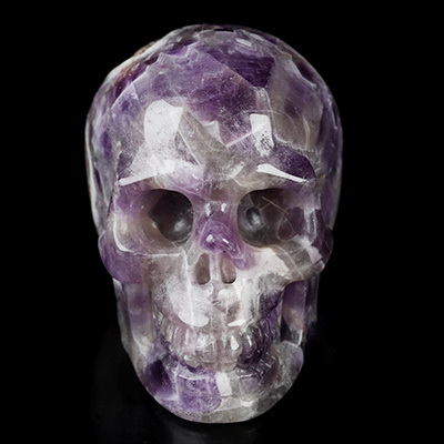 2.0" Dream Chevron Amethyst Hand Carved Crystal Skull, Realistic, Crystal Healing