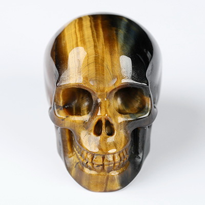 Gemstone 2.0" Blue & Gold Tiger's Eye Hand Carved Crystal Skull, Realistic, Crystal Healing
