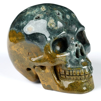 2.0" Ocean Jasper Hand Carved Crystal Skull, Realistic, Crystal Healing