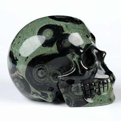 2.0" Kambaba Jasper Hand Carved Crystal Skull, Realistic, Crystal Healing