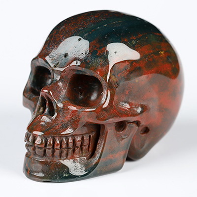 2.0" Bloodstone Hand Carved Crystal Skull, Realistic, Crystal Healing