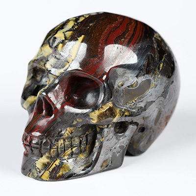 2.0" Colorful Tiger Iron Eye Hand Carved Crystal Skull, Realistic, Crystal Healing