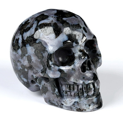 2.0" Gabbro Hand Carved Crystal Skull, Realistic, Crystal Healing