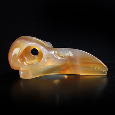 Necklace of 2.2" Carnelian Hand Carved Crystal Skull Pendant, Skull Jewelry