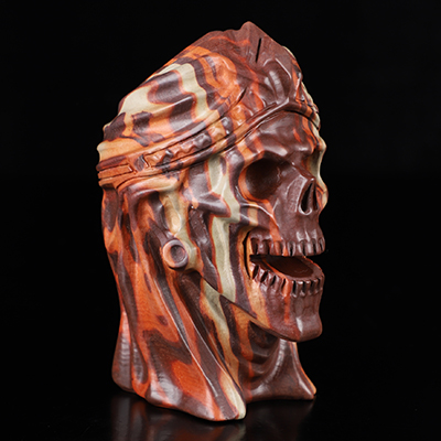 4.3" Australian Print Stone Hand Carved Crystal Mummy Skull Sculpture, Crystal Healing