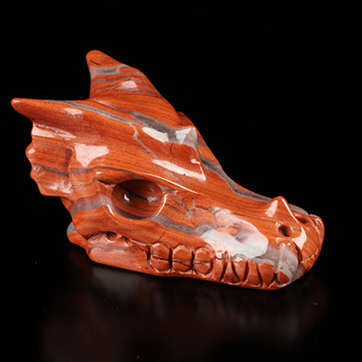 2.1" Red Jasper Hand Carved Crystal Dragon Skull Sculpture, Crystal Healing