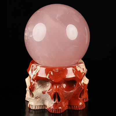 5.1" Red Jasper Hand Carved Storage Tank Crystal Skull Fine Art Sculpture, Crystal Healing