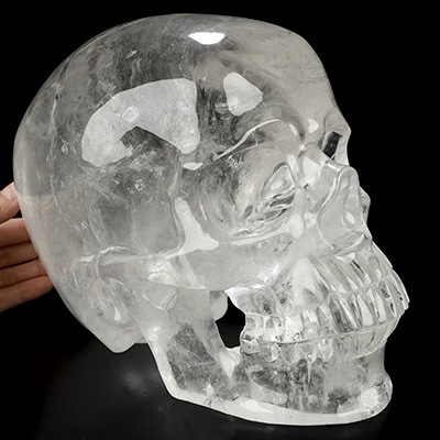 19.1LB Titan 9.8" Clear Quartz Rock Crystal Hand Carved Crystal Skull, Crystal Healing