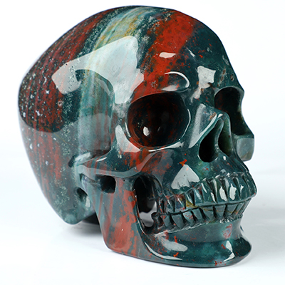 4.2" Bloodstone Hand Carved Crystal Skull, Super Realistic, Crystal Healing