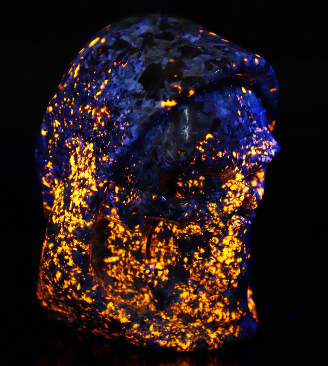 5.5" Yooperlites Hand Carved Death Crystal Skull Sculpture, Crystal Healing