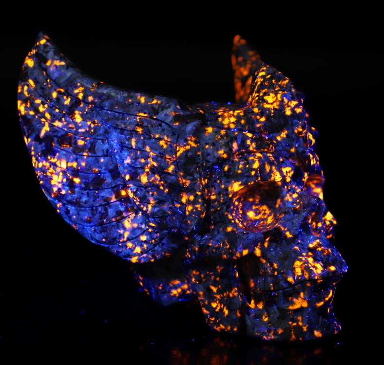 5.7" Yooperlites Hand Carved Guardian Crystal Skull Sculpture, Crystal Healing