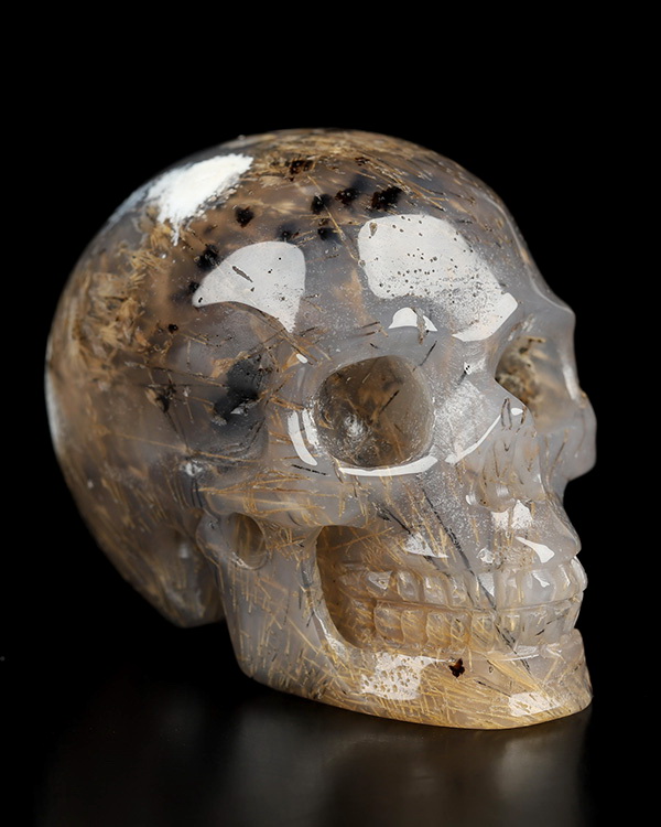 2.0" Sagenitic Agate Hand Carved Crystal Skull, Realistic, Crystal Healing