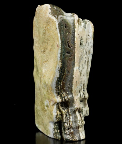 4.4" Ocean Jasper Hand Carved Crystal Skull Fine Art Sculpture, Crystal Healing