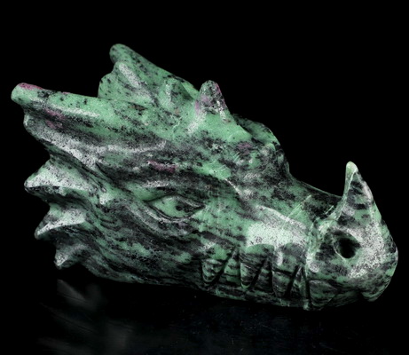 5.7" Ruby Zoisite Hand Carved Crystal Dragon Head Skull Sculpture, Crystal Healing