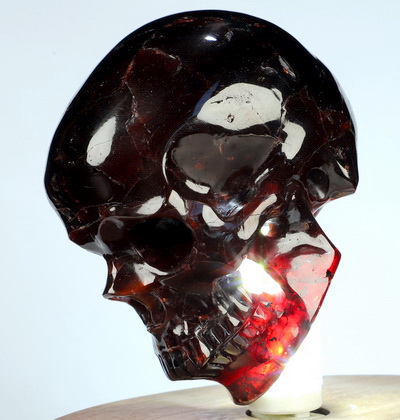 3.5" Bohemia Garnet Hand Carved Crystal Skull, Super Realistic, Crystal Healing