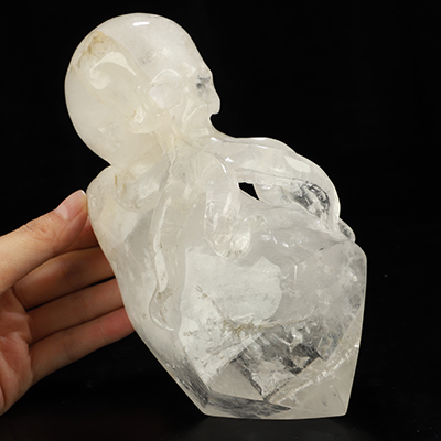7.2" Angolan Quartz Rock Crystal Hand Carved Crystal Skull Fine Art Sculpture, Crystal Healing