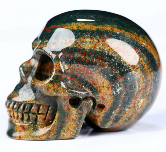 2.0" Bloodstone Hand Carved Crystal Skull, Realistic, Crystal Healing
