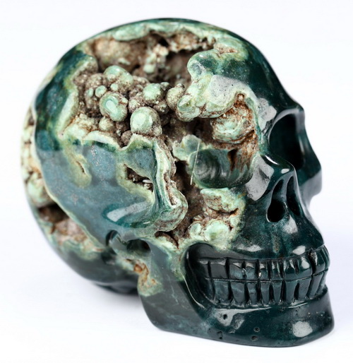 2.0" Green Grape Agate Hand Carved Crystal Skull, Realistic, Crystal Healing