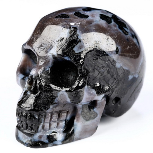 2.0" Gabbro Hand Carved Crystal Skull, Realistic, Crystal Healing