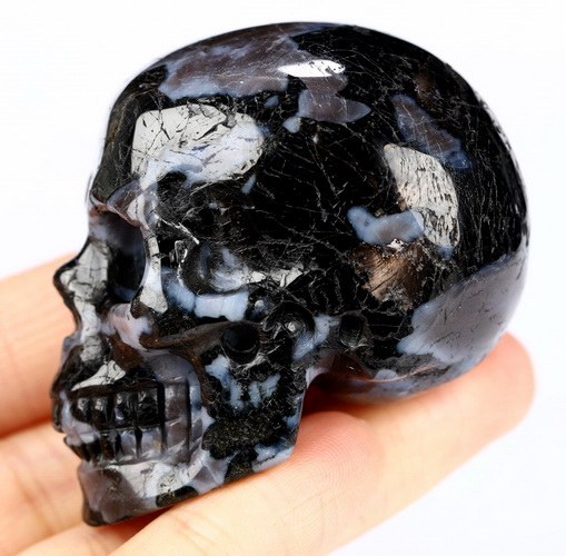 2.0" Gabbro Hand Carved Crystal Skull, Realistic, Crystal Healing