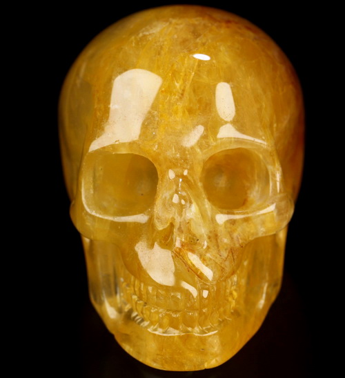 2.0" Golden Healer Quartz Hand Carved Crystal Skull, Realistic, Crystal Healing