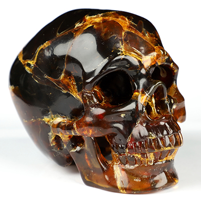 4.3" Copal Hand Carved Crystal Skull, Super Realistic, Crystal Healing
