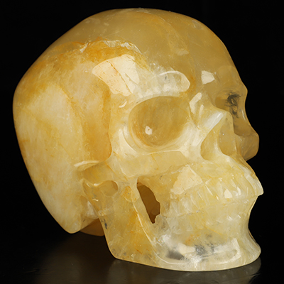 5.1" Golden Healer Quartz Hand Carved Crystal Skull, Super Realistic, Crystal Healing