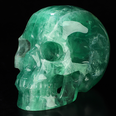 5.0" Fluorite Hand Carved Crystal Skull, Realistic, Crystal Healing