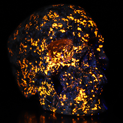 5.1" Yooperlites Hand Carved Crystal Skull, Super Realistic, Crystal Healing