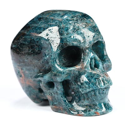 2.5" Blue Apatite Hand Carved Crystal Skull, Super Realistic, Crystal Healing