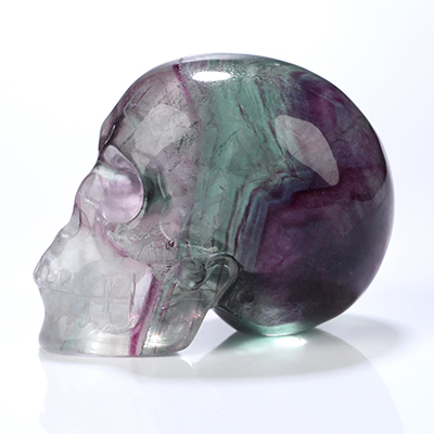 1.4" Fluorite Hand Carved Crystal Skull, Realistic, Crystal Healing