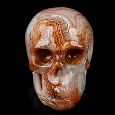 Gemstone 1.1" Red Crazy Lace Agate Hand Carved Crystal Skull, Realistic, Crystal Healing