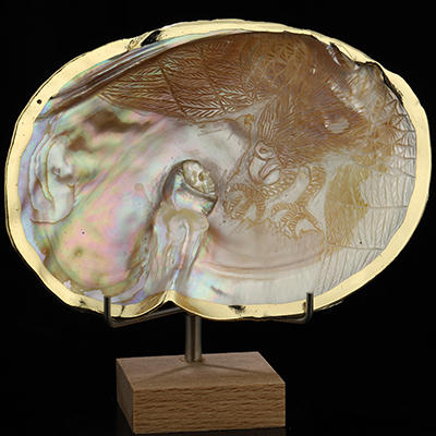 5.9" Shell Hand Carved Crystal Skull Fine Art Sculpture, Crystal Healing