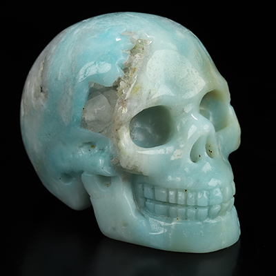 2.0" Chinese Amazonite Hand Carved Crystal Skull, Realistic, Crystal Healing