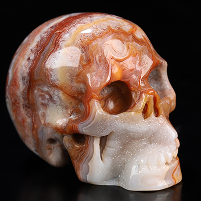 Gemstone 2.0" Red Crazy Lace Agate Hand Carved Crystal Skull, Realistic, Crystal Healing