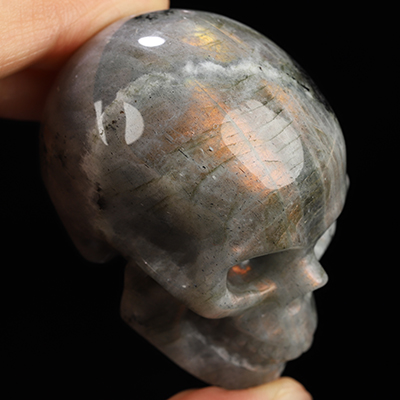 2.0" Labradorite Hand Carved Crystal Skull, Realistic, Crystal Healing