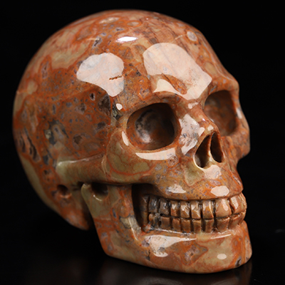 2.0" Dinosaur Egg Agate Hand Carved Crystal Skull, Realistic, Crystal Healing
